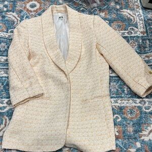 Anne Klein Cream and Gold Tweed Blazer